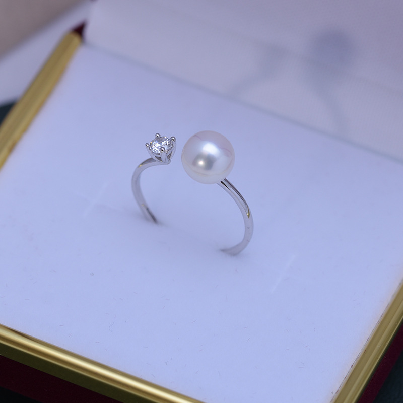 Title 1, Freshwater Pearl S925 Silver Princess Ring, Whi...