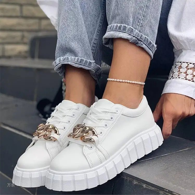 Lace-up Leather Women's Shoes For Leisure Sports