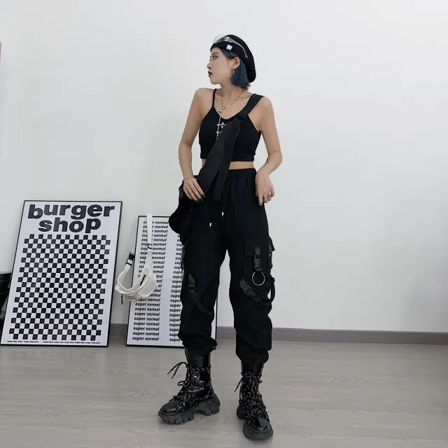 Dark Design Sense High Waist Loose Slim Straight Casual Pants Black - Shop at LoveMi