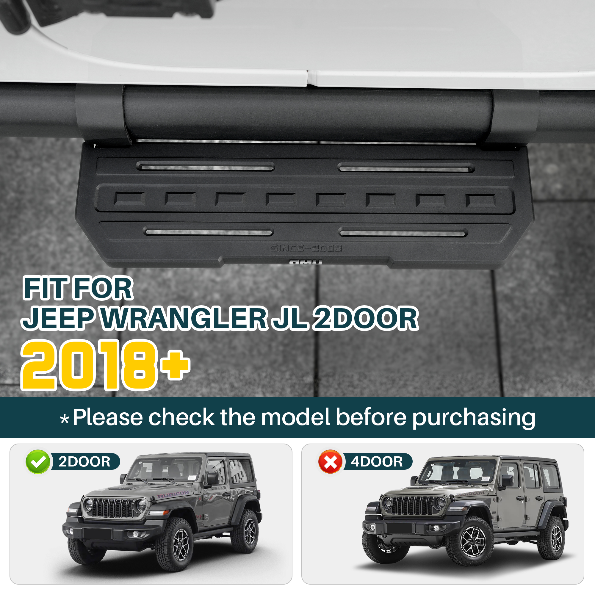 Side Steps For 2018 Wrangler JL 2 Doors Rubicon Only With OEM Rock Rails