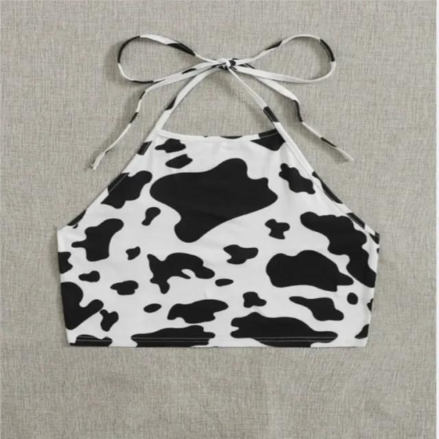 Autumn Round Neck Slim Fit Suspender Type Oblique Shoulder Solid Color Printing Black White - Shop at LoveMi