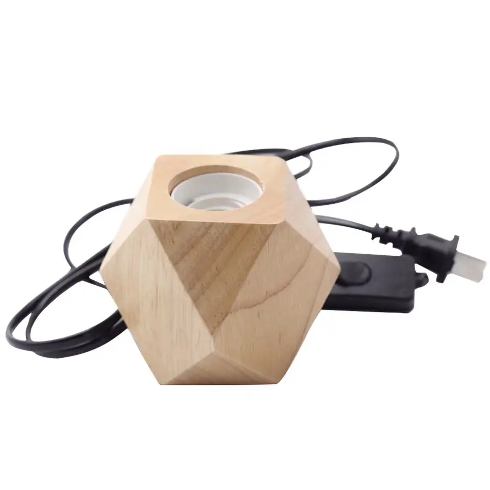 Retro Lamp Holder Hanging Wire Wood Table