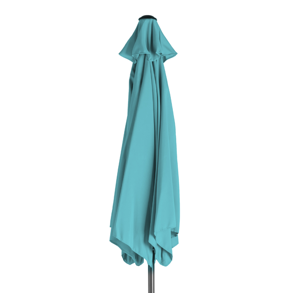 9ft Patio Umbrella, Outdoor Market Umbrella With Push Button Tilt, Crank Handle, 6 Sturdy Iron Ribs, UPF Waterproof Polyester Canopy, KD Design For Garden, Deck, Backyard, Poolside, Sky Blue - Image 5