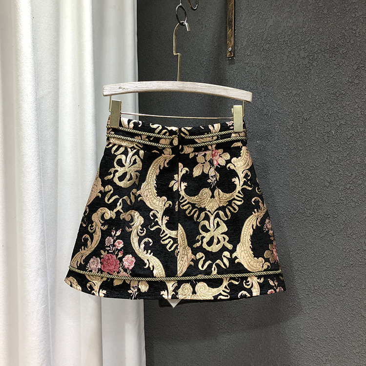 Title 3, Palace Style Retro Heavy Jacquard Skirt. Elevat...