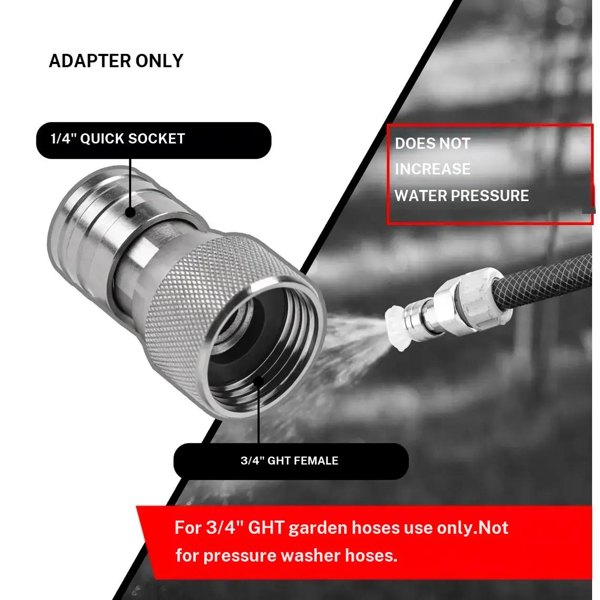 3-4in GHT To 1-4in Quick Connect Garden Hose To Pressure Washer Adapter, Stainless Steel Garden Hose… image 4