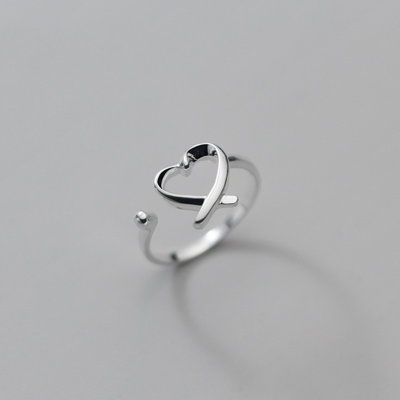 S925 Silver Simple Style Hollow Line Love Ring