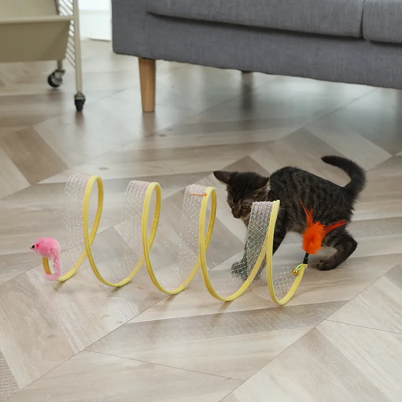 Cat Pets Toys Mouse Shape Balls Foldable Cat Kitten Play Tunnel Funny Cat Stick Mouse Supplies Simulation Mouse Pet Accessories – image 2
