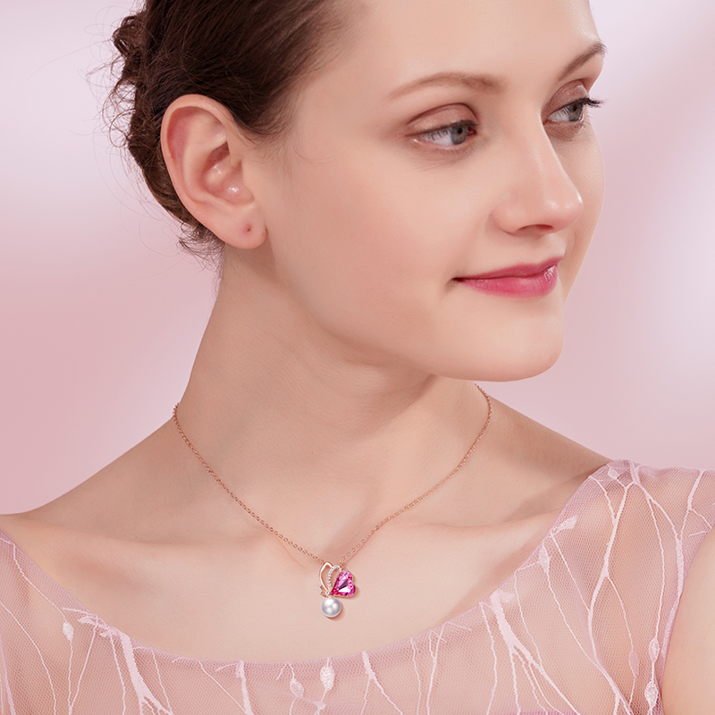 Flower Butterfly Love Pearl Pendant Fashion Simple Wild Niche Creative Jewelry