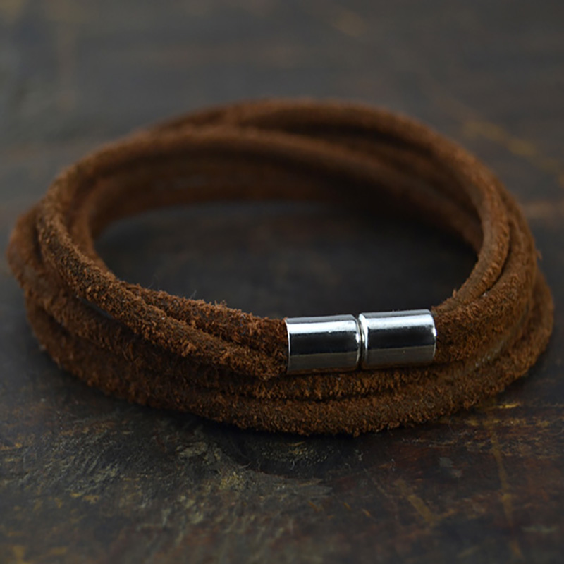 Men's Vintage Brushed Yak Leather Rope Bracelet