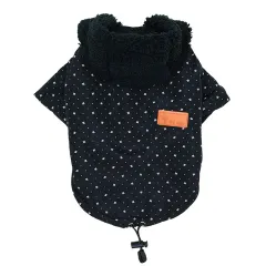 Warm Coat Padded Hooded Pet Dog Clothes - Black - View 1
