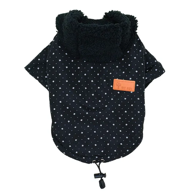 Warm Coat Padded Hooded Pet Dog Clothes Black - Shop at LoveMi