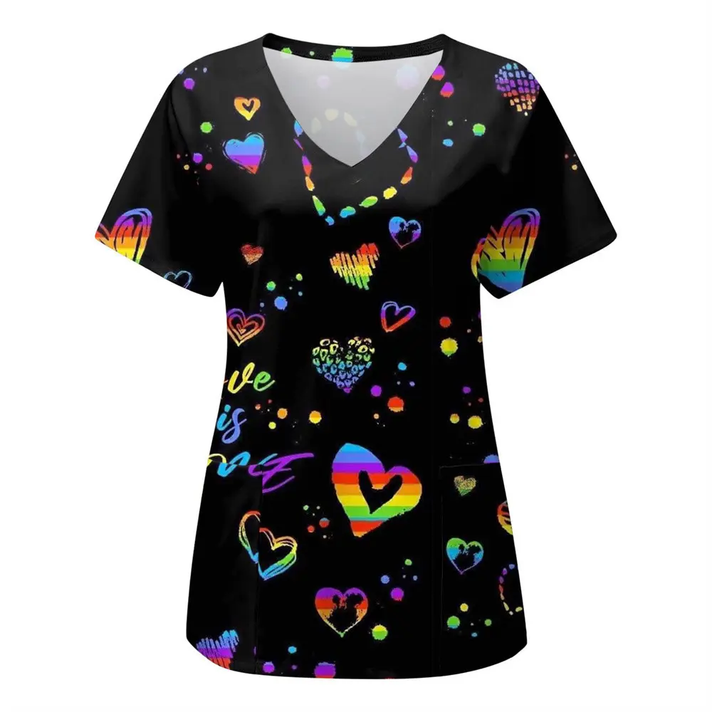 Women's Tshirt Vneck Nurse Uniform Full Piece Love Leisure