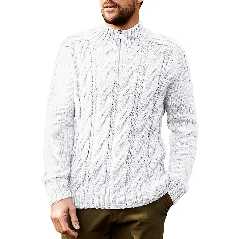 Sweater Men's Solid Color Half High Neck Long Sleeve