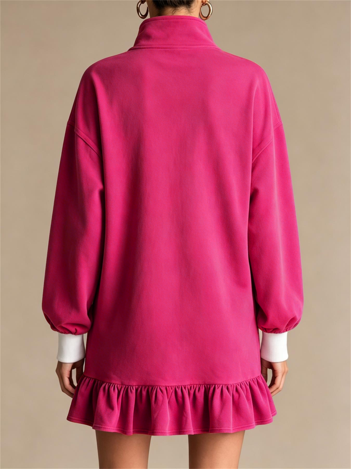 Half-zip Ruffled Hoodie Dress
