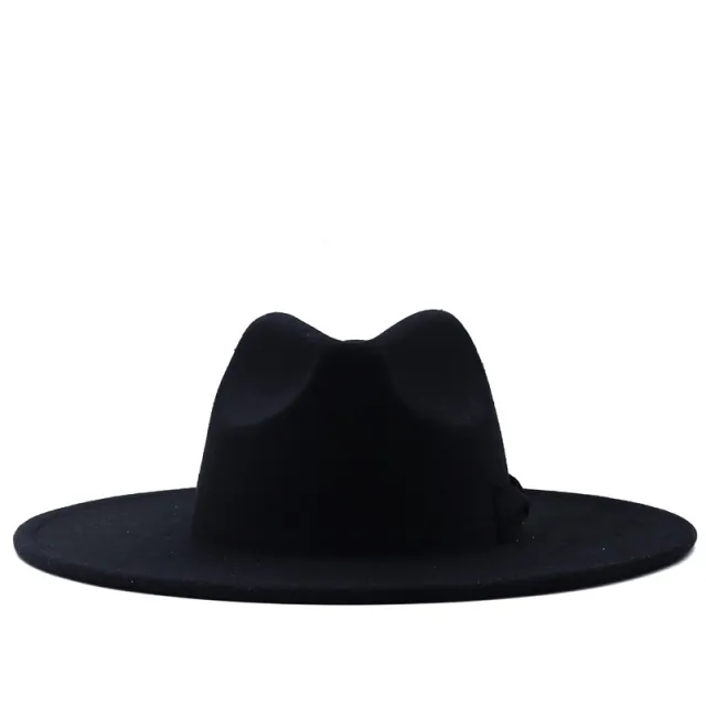 Jazz Top Hat Autumn And Winter New Men's And Women's Woolen Hats Simple Felt Big Brim Hat Black - Shop at LoveMi