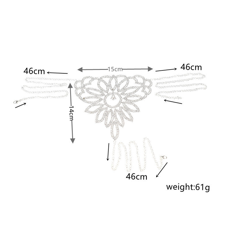 Title 3, Funkelnde Strass-Klaue Blumen Körperkette Set f...