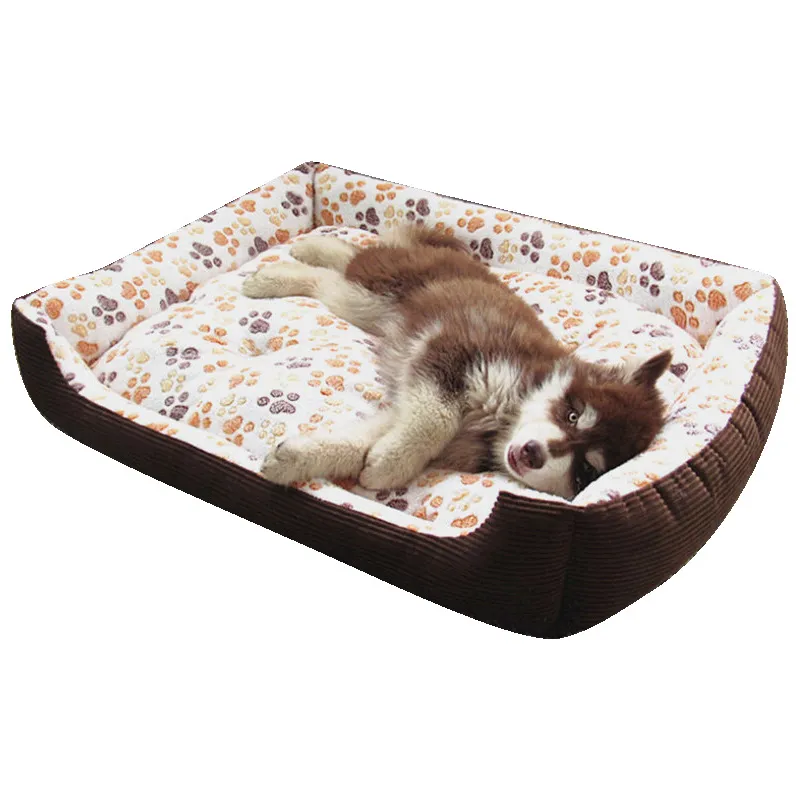 Pet Dog Beds Mats Soft Plush Warm Sofa Kennel Sleep Basket For Small Dogs Cat Cusion Puppy Cat Bed House Supplies - Beige