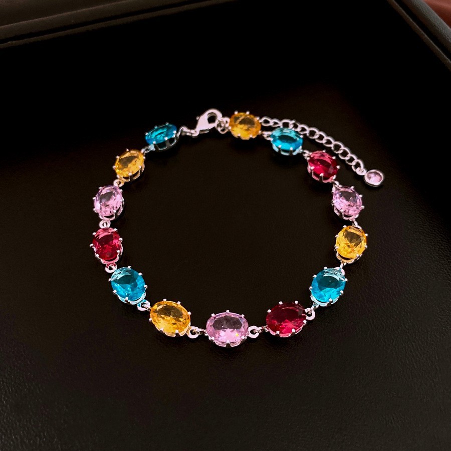 18K Gold Plated Oval CZ Buckle Bangle Ins Style Luxury Bracelet Dainty Vintage Wrist Jewelry For Women