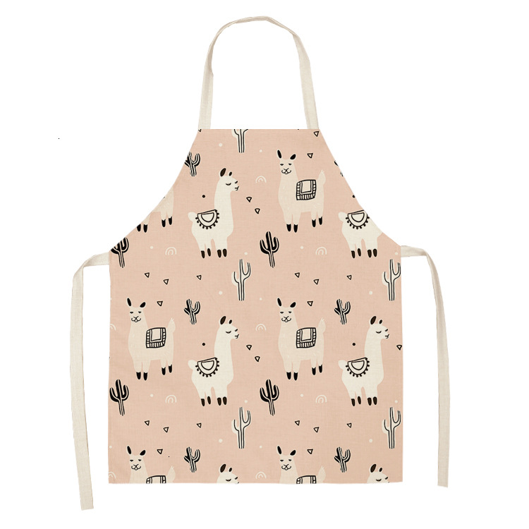 Title 24, Alpaca Cartoon Cotton Linen Apron Sleeveless An...