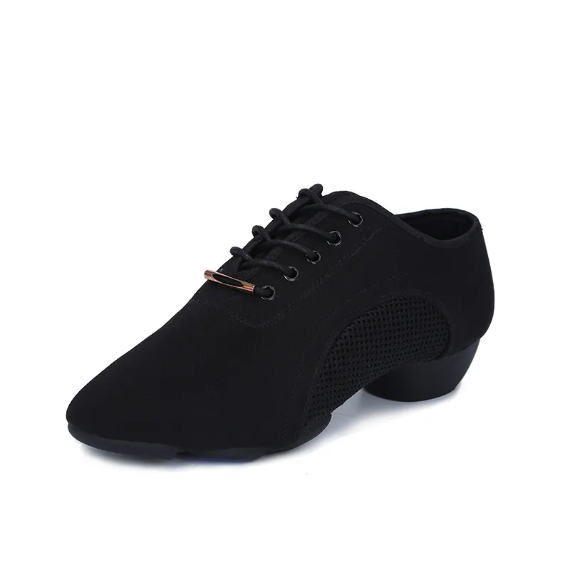 Latin Dance Shoes Female Breathable Oxford Cloth Net - Black