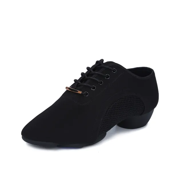 Latin Dance Shoes Female Breathable Oxford Cloth Net Black - Shop at LoveMi
