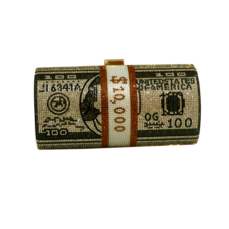 European And American Fashion Dollar Bag Rhinestone Dinner Bag Black - Shop at LoveMi