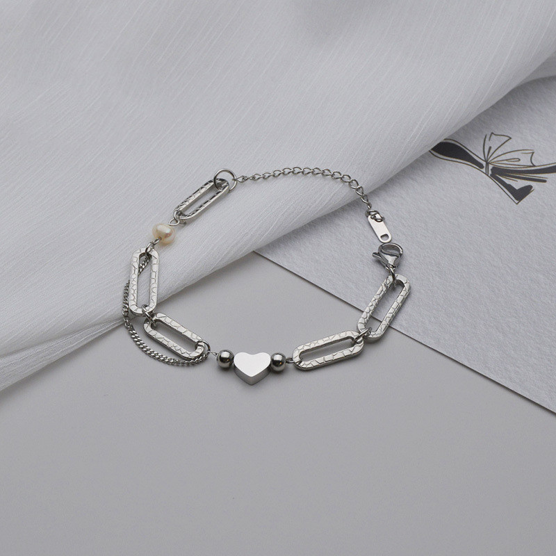 Simple Small Clear Girlfriends Paperclip Chain Bracelet