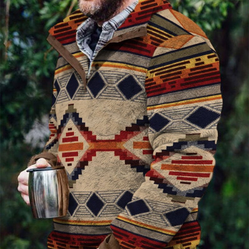 Autumn And Winter Casual Button Pocket Flannel Plush Men's Sweater