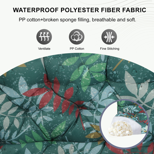 Outdoor Swing Cushions 70 Inch, Waterproof 4i Thick Porch Swing Cushion Replacement With Backrest And Ties, Comfortable 2-3 Seat Pation Swing Pad For Backyard, Garden, Lawn, Outdoor Furniture-Flower — view 5
