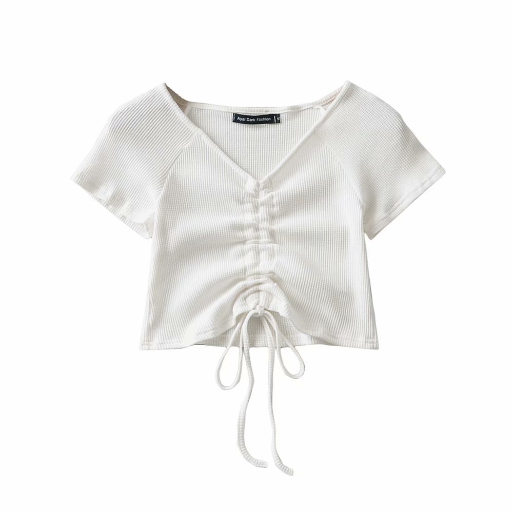 Title 5, Summer New Style V-Neck Drawstring Exposed Umbi...