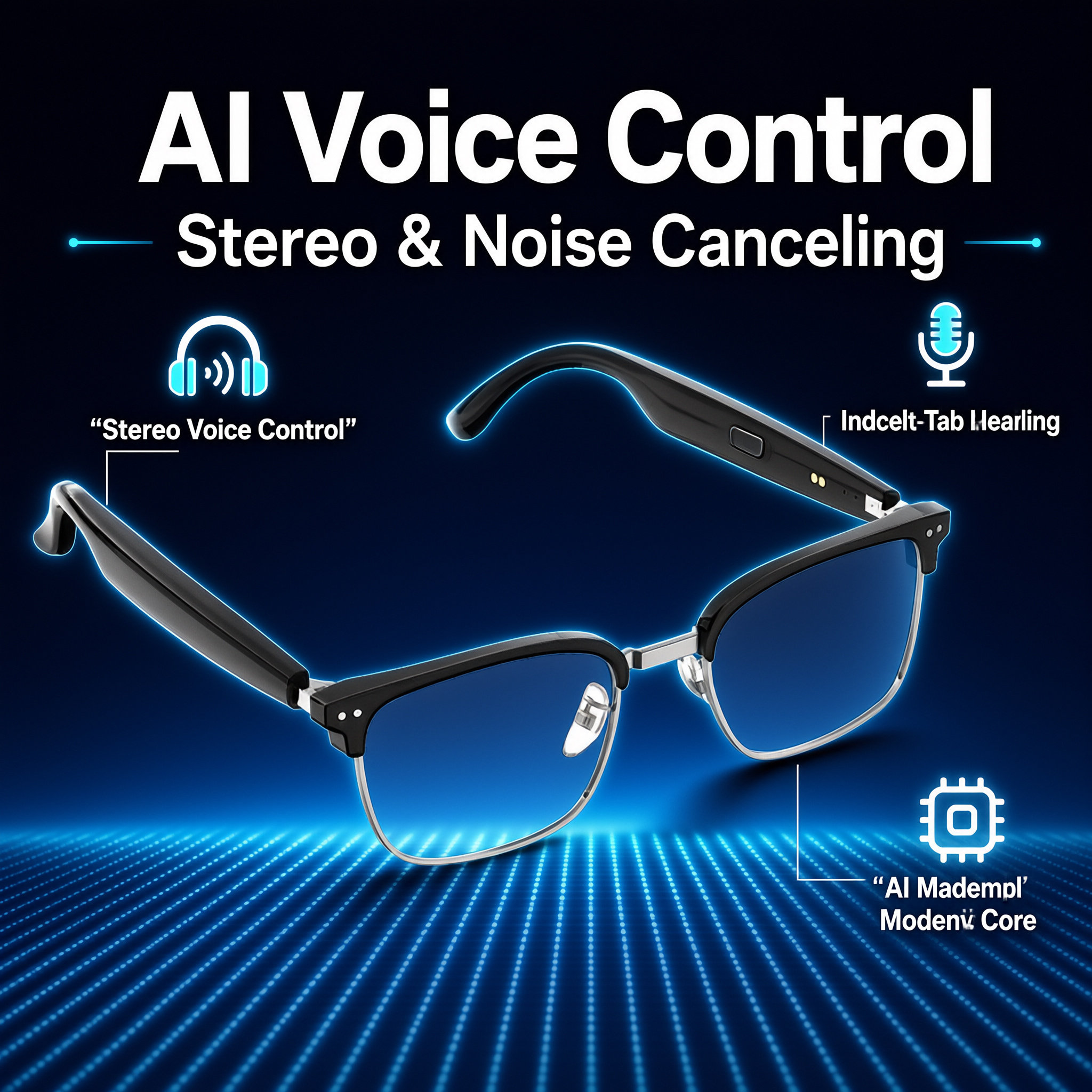 Smart AI Bluetooth Sunglasses Open Ear Audio, Polarized Sun Protection Glasses For Motorcycle Driving Cycling Hands Free Phone Call  Music Playback