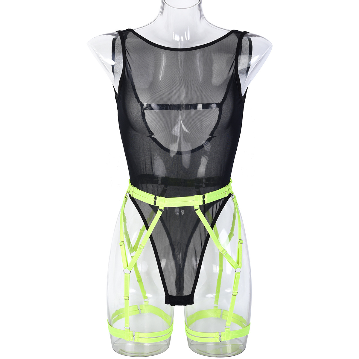 Title 2, Onepiece Mesh Underwear Color Matching Garter S...