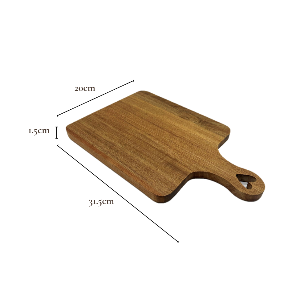 Heart handle acacia wood serving tray multi-purpose wooden