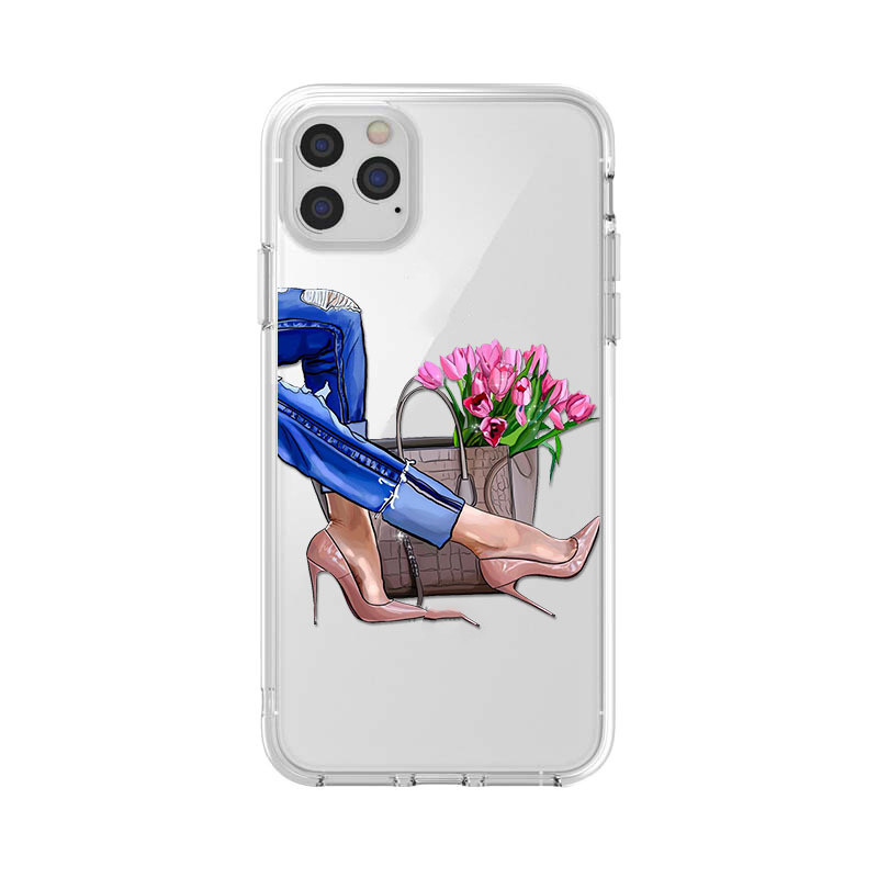 Fashion Lady Mobile Phone Case Transparent TPU Soft Protective Cover - Image 5