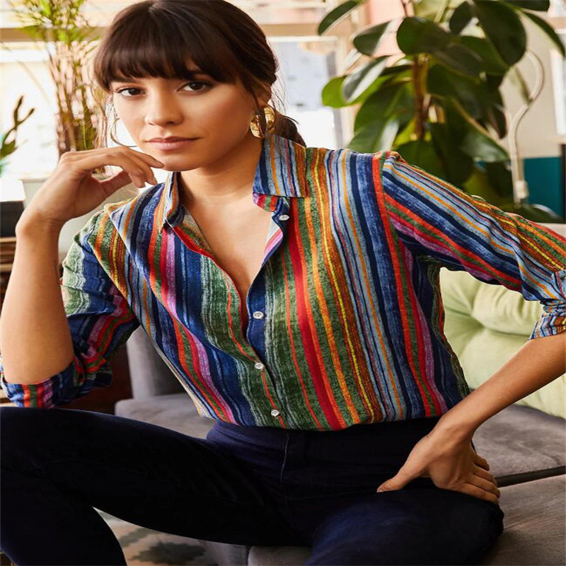 Women's Long-sleeved Striped Cardigan