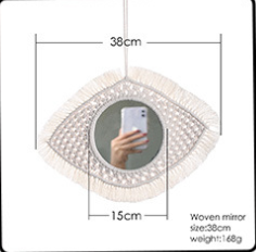 Beige Macrame Mirror Bohemian Design