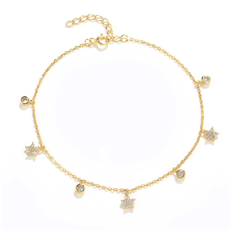 Sterling Silver Various Small Accessories Diamond Anklet