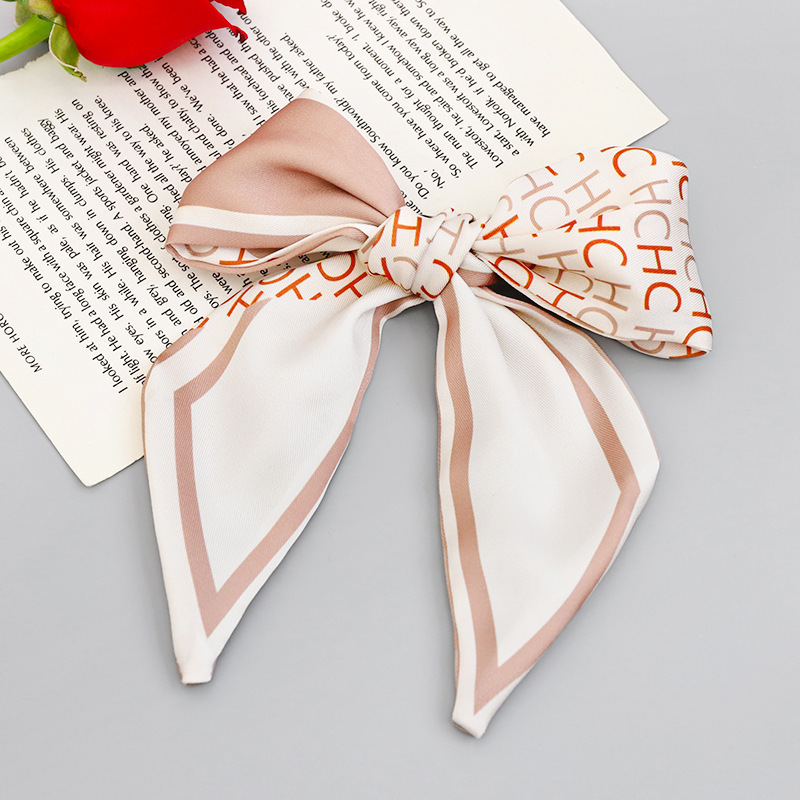 Printed Fabric Bow Ponytail Spring Clip Ladies Outing Headdress Top Clip - Shop at LoveMi