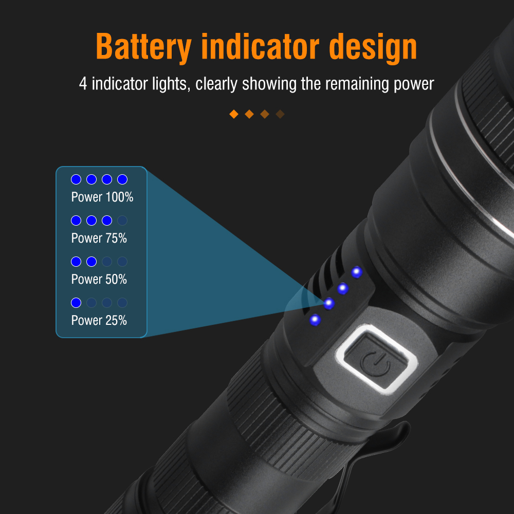 Super Bright 200000LM Torch Led Flashlight USB Rechargeable Zoom Tactical Light — image 4