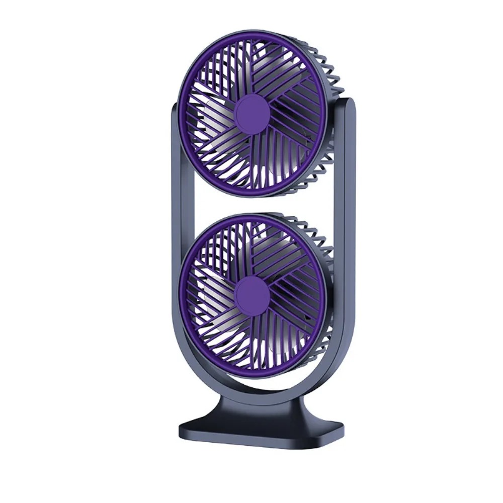 5 Gear Dual-Head Desktop Fan USB Rechargeable Low Noise Double Head Desk Fan Night Light Independent Control — foto 8