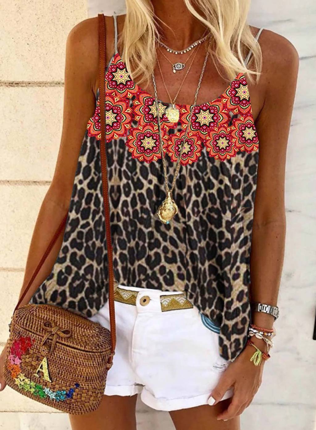 Title 4, Ladies Popular Flower Leopard Print Sling