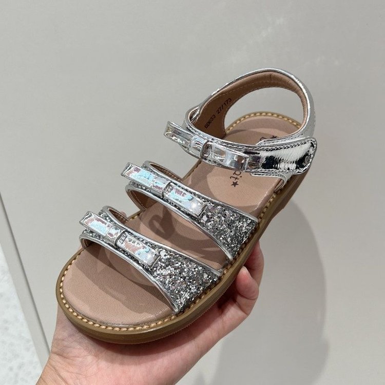New Sequined Princess Style Children's And Girls' Versatile Sandals With Butterfly Bow Soft Sole Summer Sandals And Open Toe Sandals