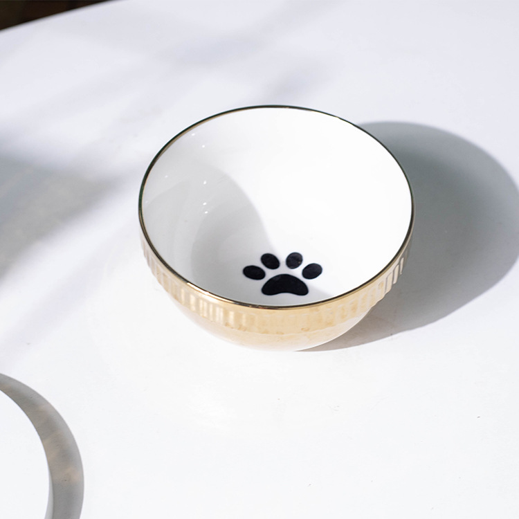 Golden paw print bowl