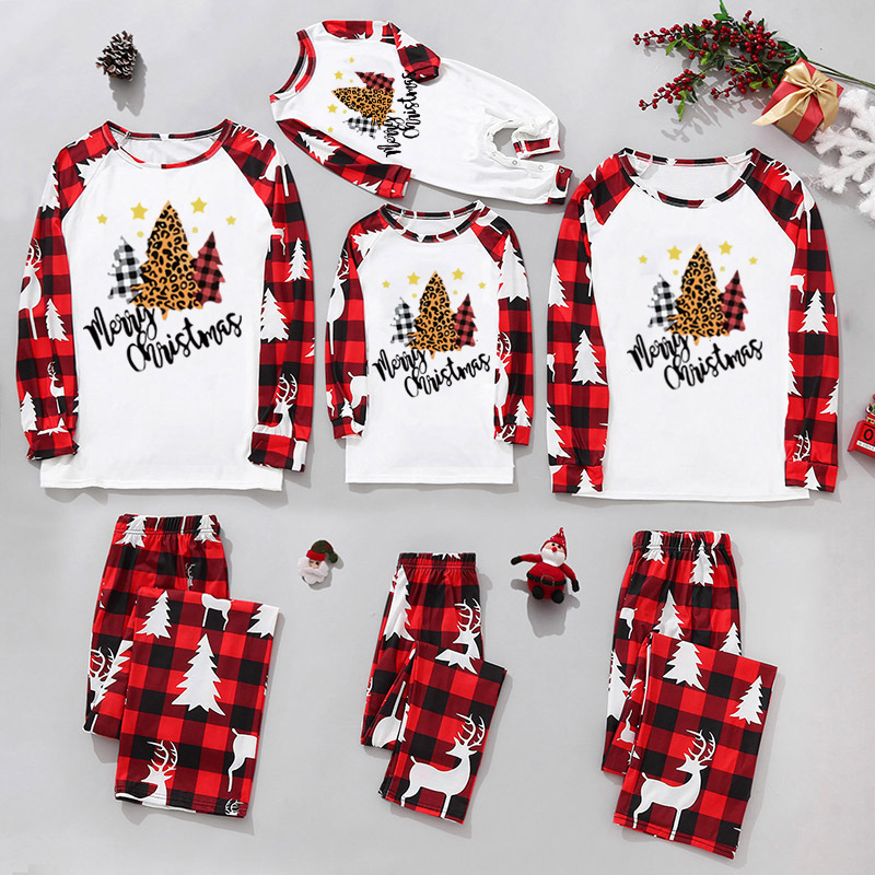Christmas Home Service Parent child Suit Plaid Stitching Printing B - Shop at LoveMi