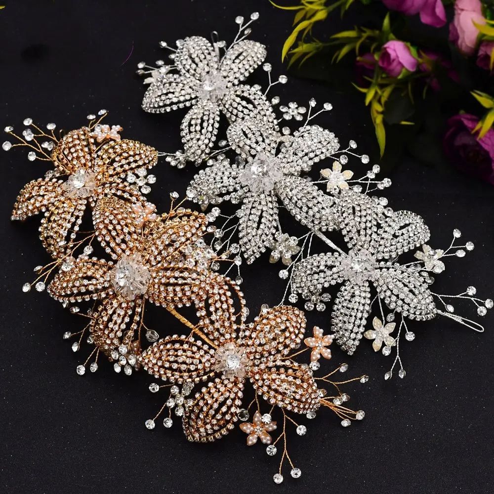 Flower Rhinestone Hair Accessories Bridal Wedding Band