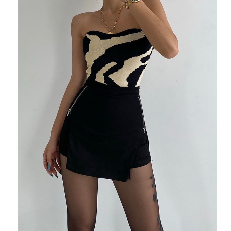 Women's Cropped Cow Print Slim Fit Tube Top