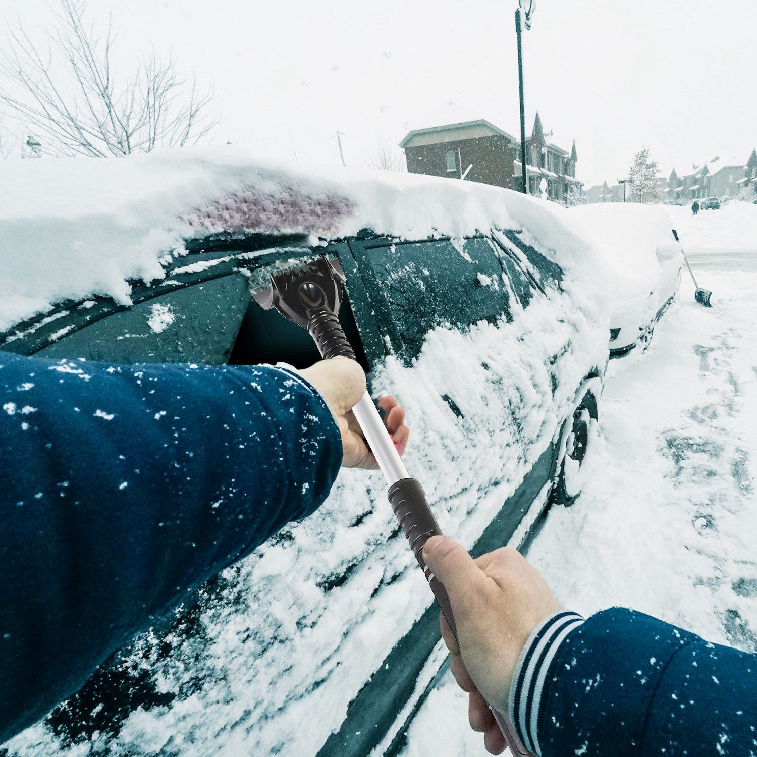 3 Color Options -- 1Pc 3 In 1 Windshield Ice Scraper Extendable Car Snow Removal Tool Telescoping Car Broom Snow Shovel Automobile Frost Removal - Image 18