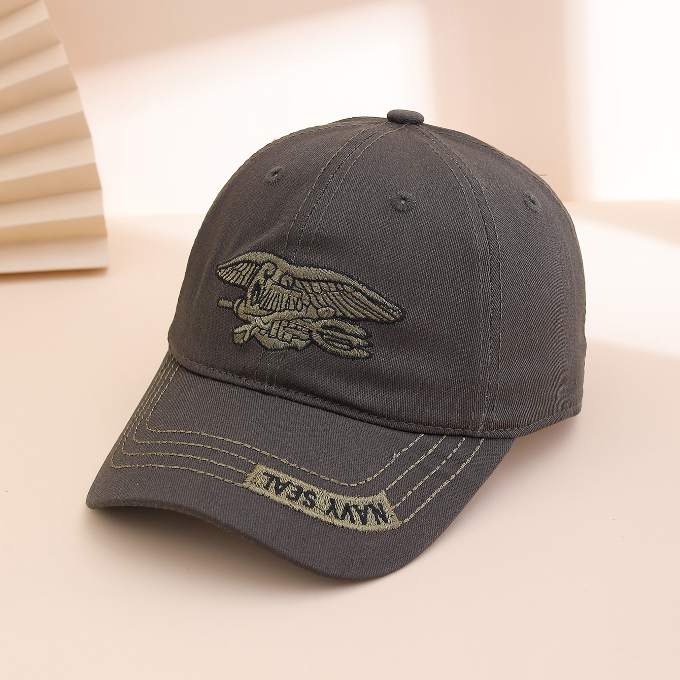 Spring And Autumn Fashion Patchwork Embroidered Letter Baseball Cap, Military Style Outdoor Versatile Straw Hat
