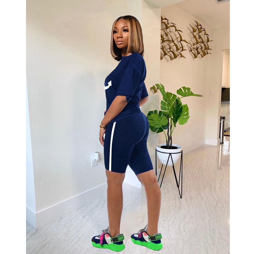Navy Sports Suit Two-piece Anchor Print Set