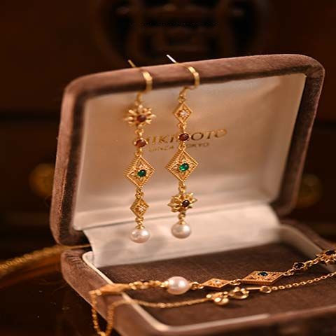 Boucles d'oreilles en argent s925 avec zircon — style rétro français 2
